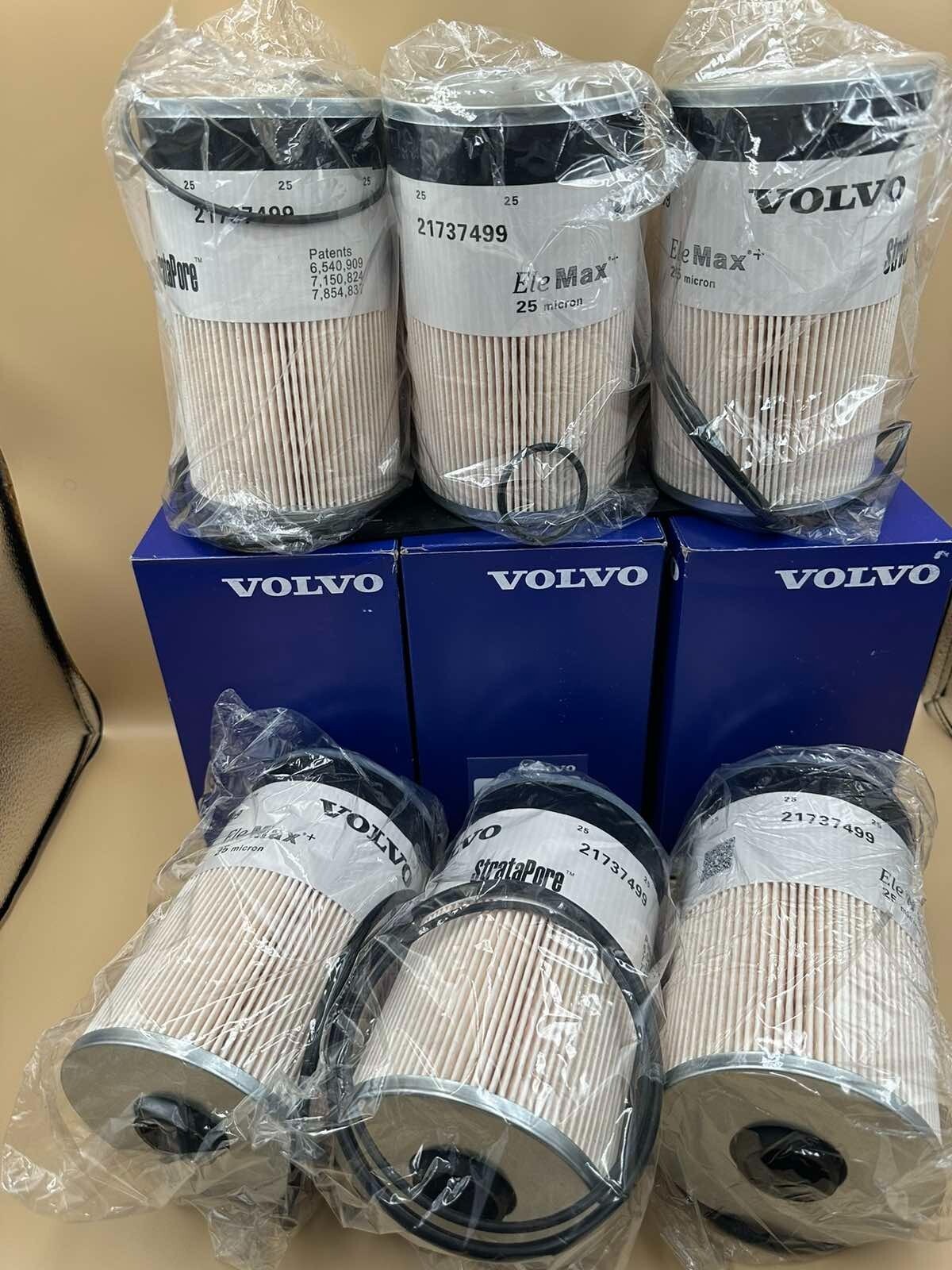 6PCS GENUINE VOLVO FUEL FILTER 21737499 ELE MAX 25 MICRO, OEM
