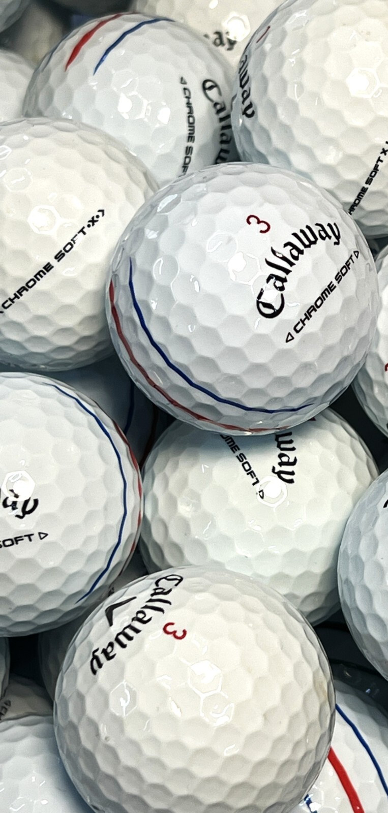 36 AAA White & Triple Trac Callaway Chrome Soft Used Golf Balls w/ Mesh Bag