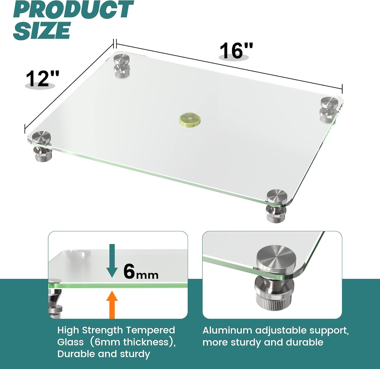 Glass Leveling Board for Resin 16''x 12'' Adjustable Precision leveling table...