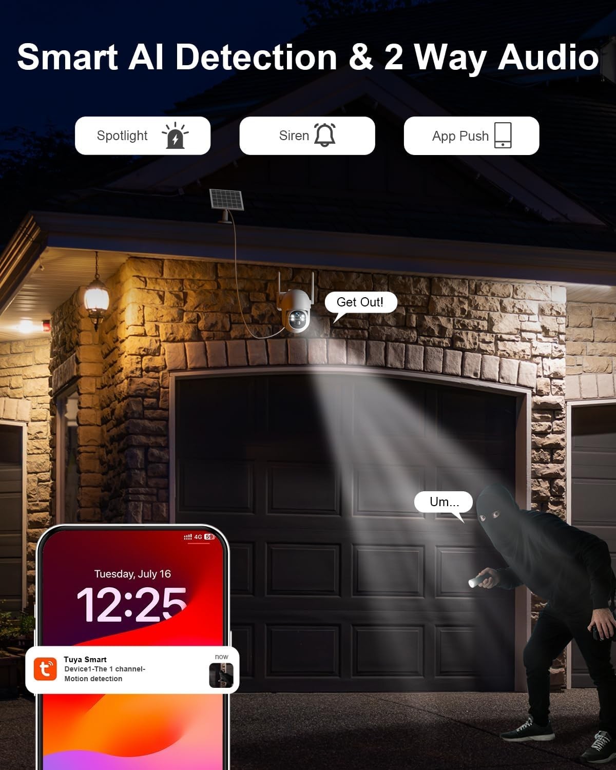 Lifetime Free Unlimited Data 4G LTE Security Camera Solar Battery Wireless
