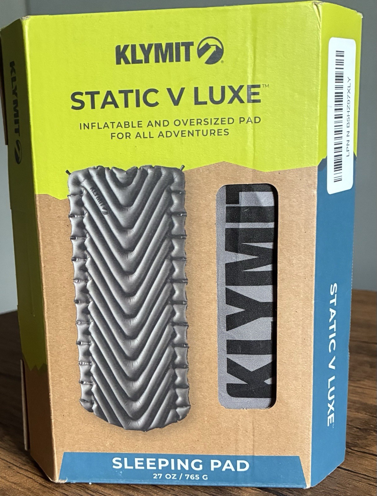 Klymit Static V Luxe Sleeping Pad Lightweight Lofted Camping Air Mattress Gray