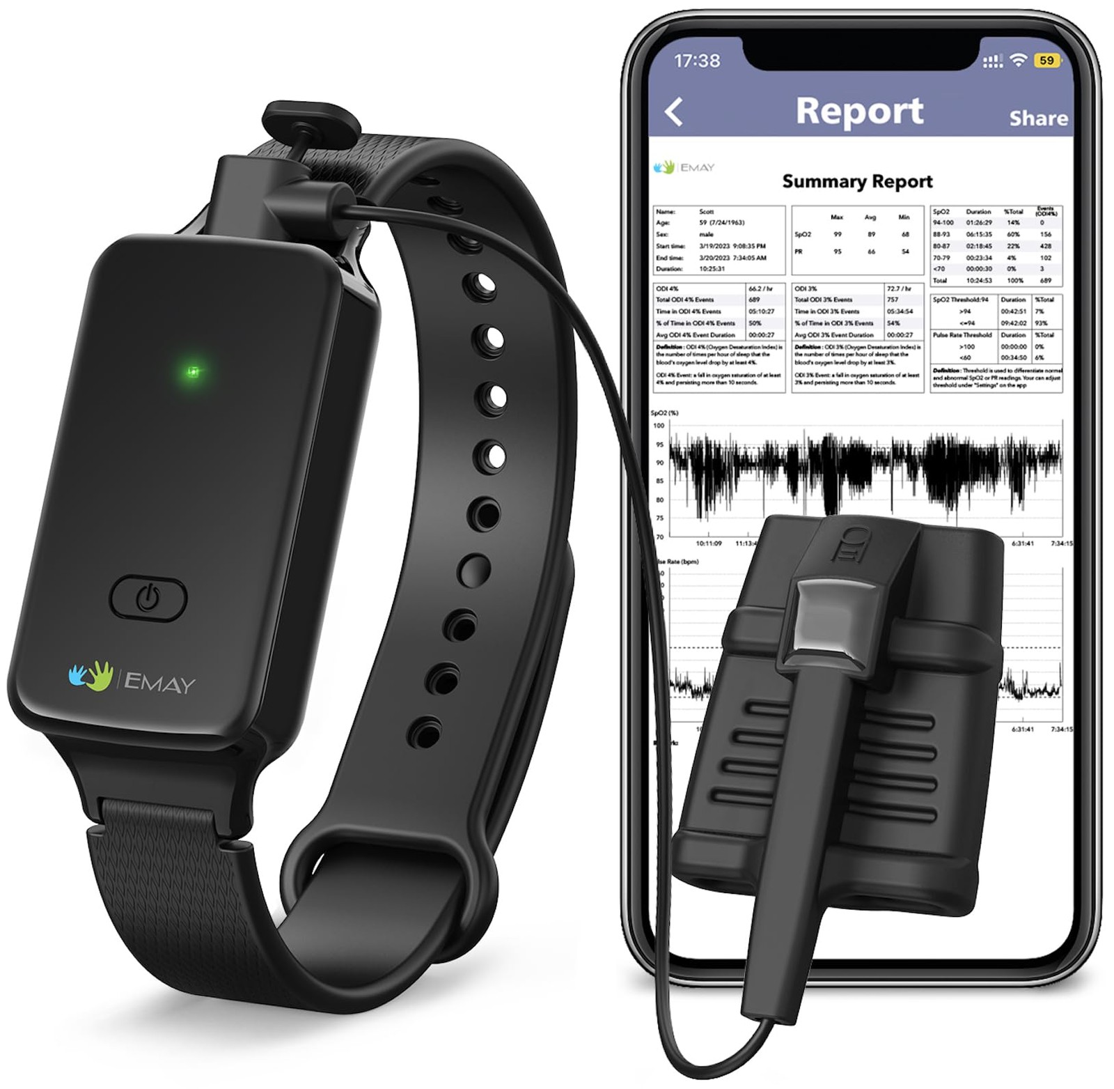 SleepO2 Wrist Recording Pulse Oximeter by | Continuous Pulse Oximeter to Reco...