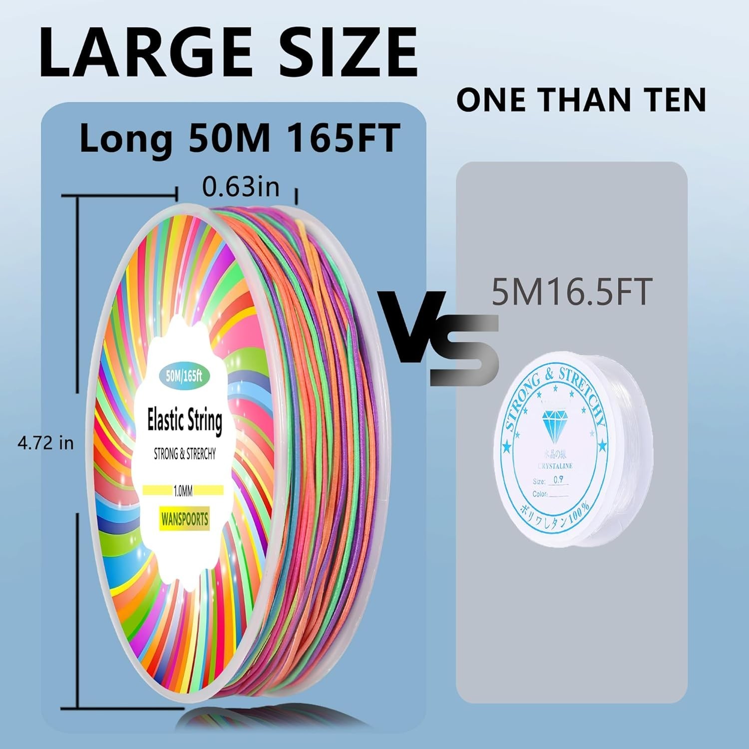 Sturdy 165ft Rainbow Elastic Cord - Perfect String for Jewelry Making & Crafts