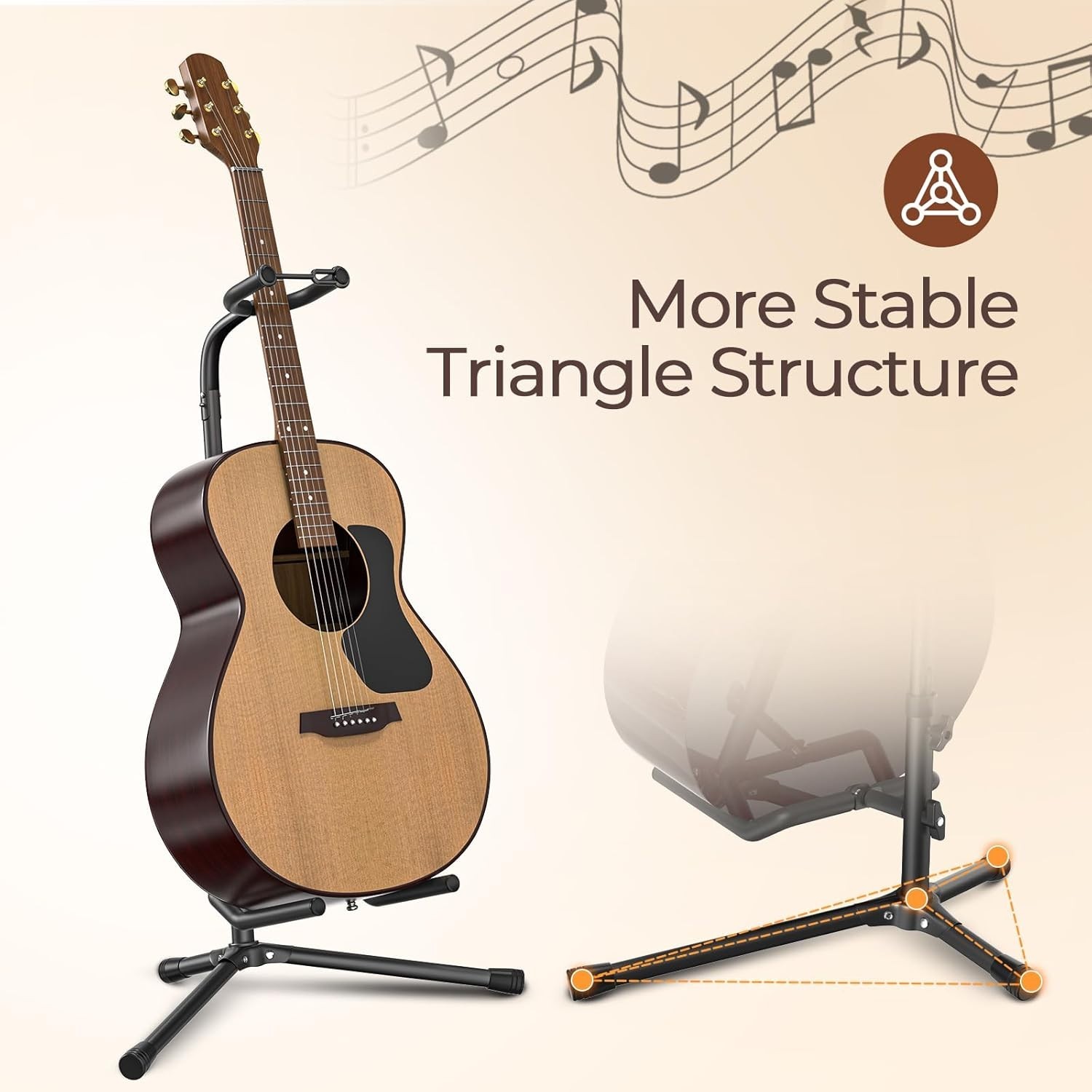 Adjustable Guitar Stand for Electric and Classical Instruments, 20LB Capacity