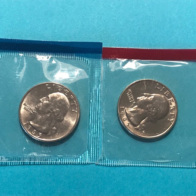 1985 P&D Washington Quarters  Unc  Mint Cello   FREE SHIP