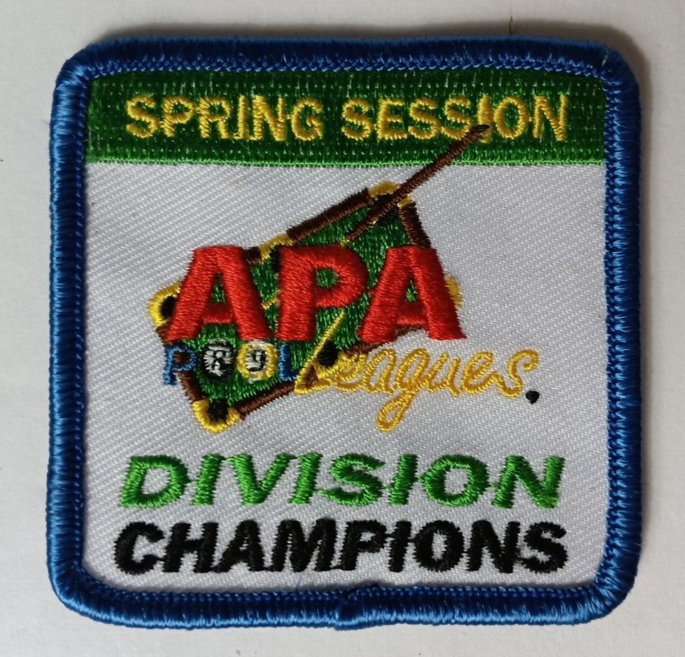 LOT OF FIVE POOL BILLIARDS DIVISION CHAMPIONS CLOTH PATCHES APA LEAGUES 2" x 2"