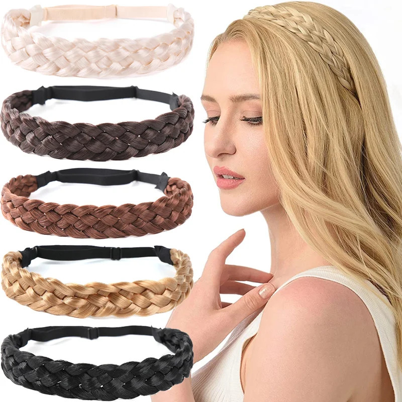 Lady Hairband Fashion Headband Synthetic Plait Elastic Headband Braided Band Hai