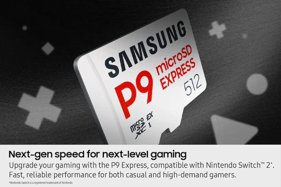 Samsung P9 Express Gaming microSD Card 256GB microSDXC for Switch 2 Switch OLED