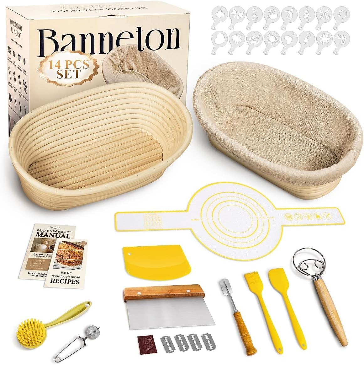 Beginner-Friendly Sourdough Bread Kit with Non-Stick Banneton Baskets - 2 Count