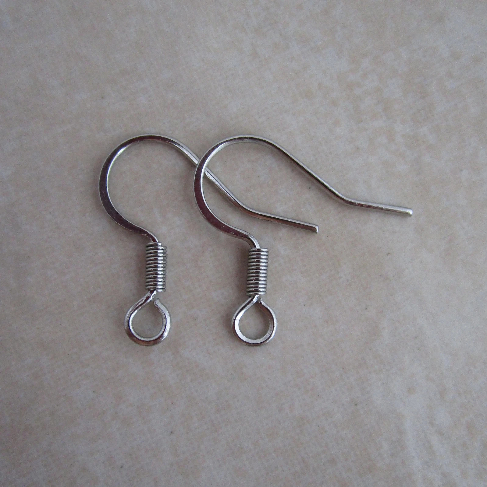 24 hypoallergenic stainless steel 304 earring hooks 22 gauge with coil