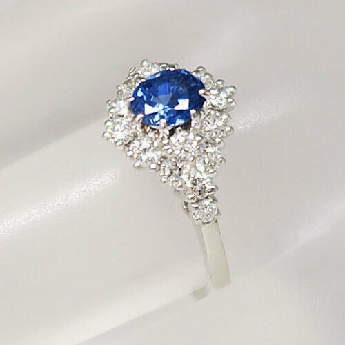 1.40 Ct Natural Sapphire Diamond Engagement Proposal Ring 14K Solid White Gold