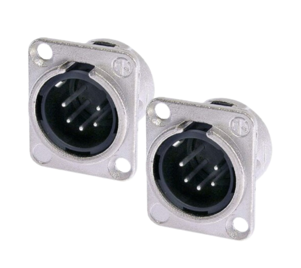 (2) Two Genuine NEUTRIK NC5MD-L-1  5-Pin XLR Male Connector Chassis
