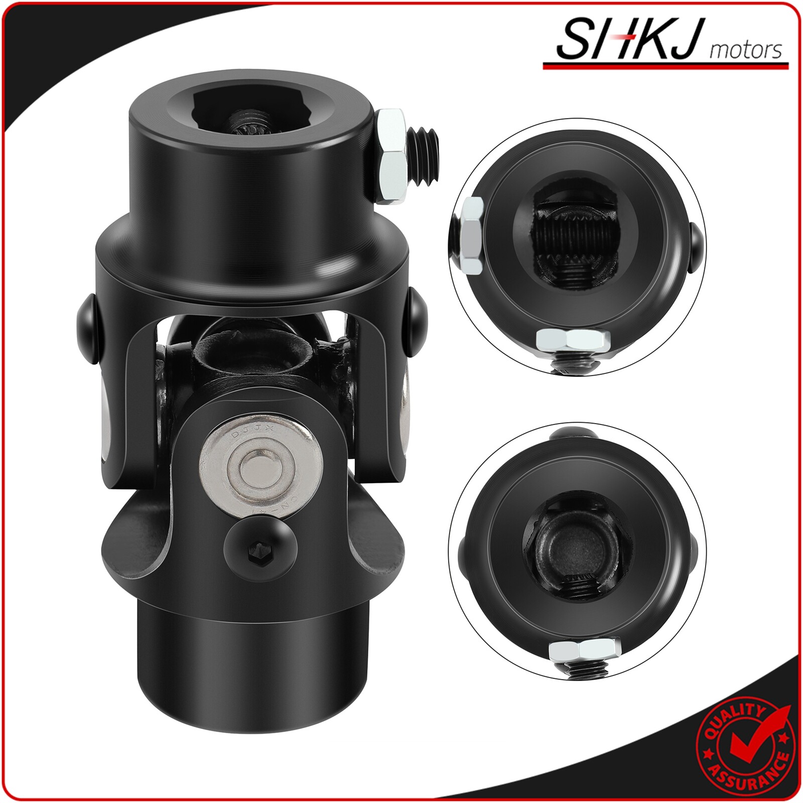 Universal Steering U Joint Ford Triangle X 3/4" DD Black Steel Single U-Joint