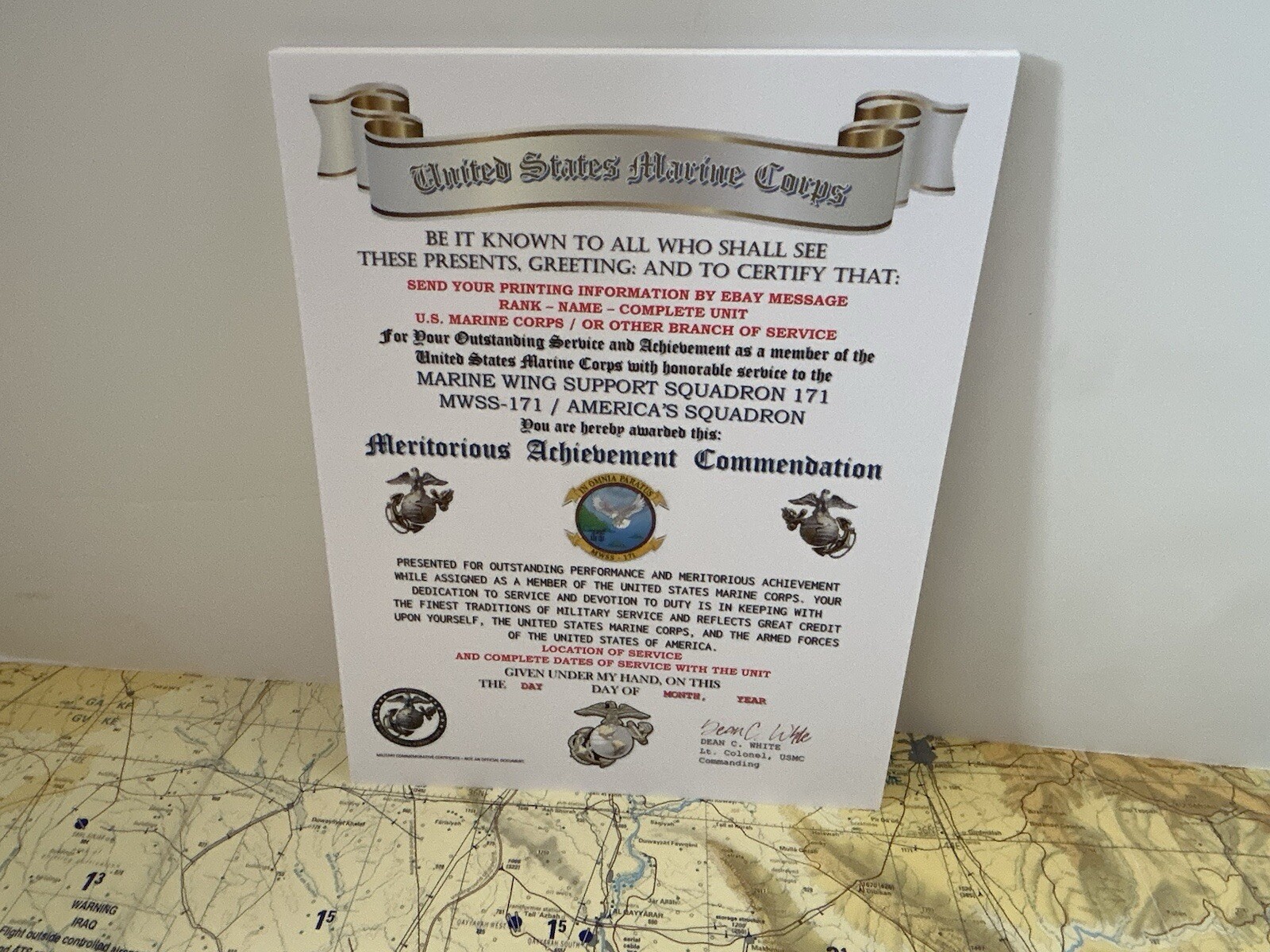 U.S.M.C. / 171ST WING SUPPORT SQUADRON / MERITORIOUS ACHIEVEMENT COMMENDATION