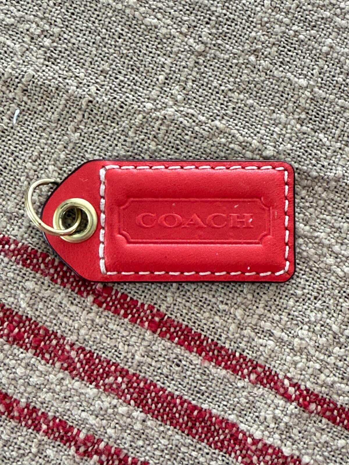 Coach Replacement Hang Tag Orange/red  Gold Tone Leather