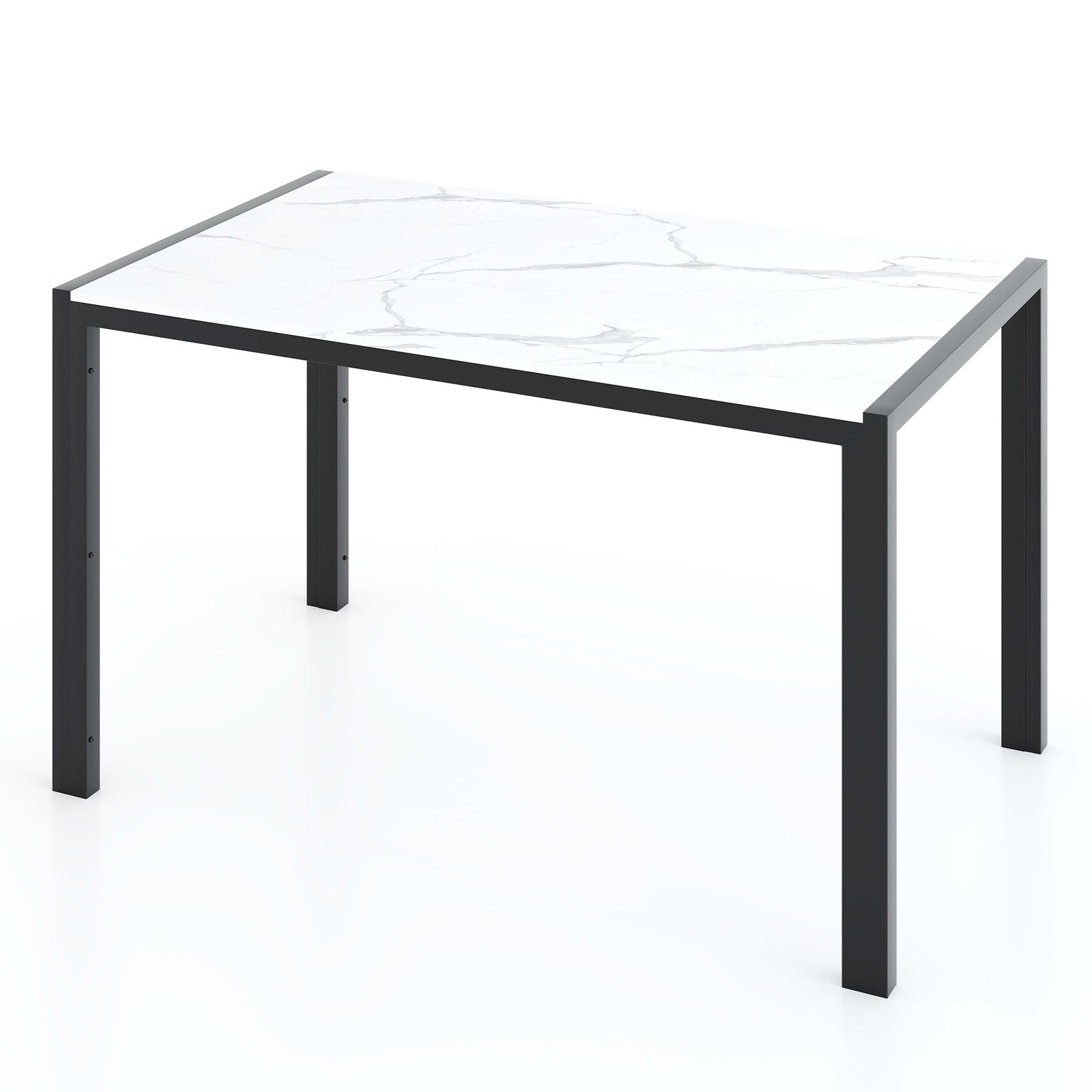 Modern 3-Piece Rectangular Dining Table 2 Upholstered Padded Dining Benches