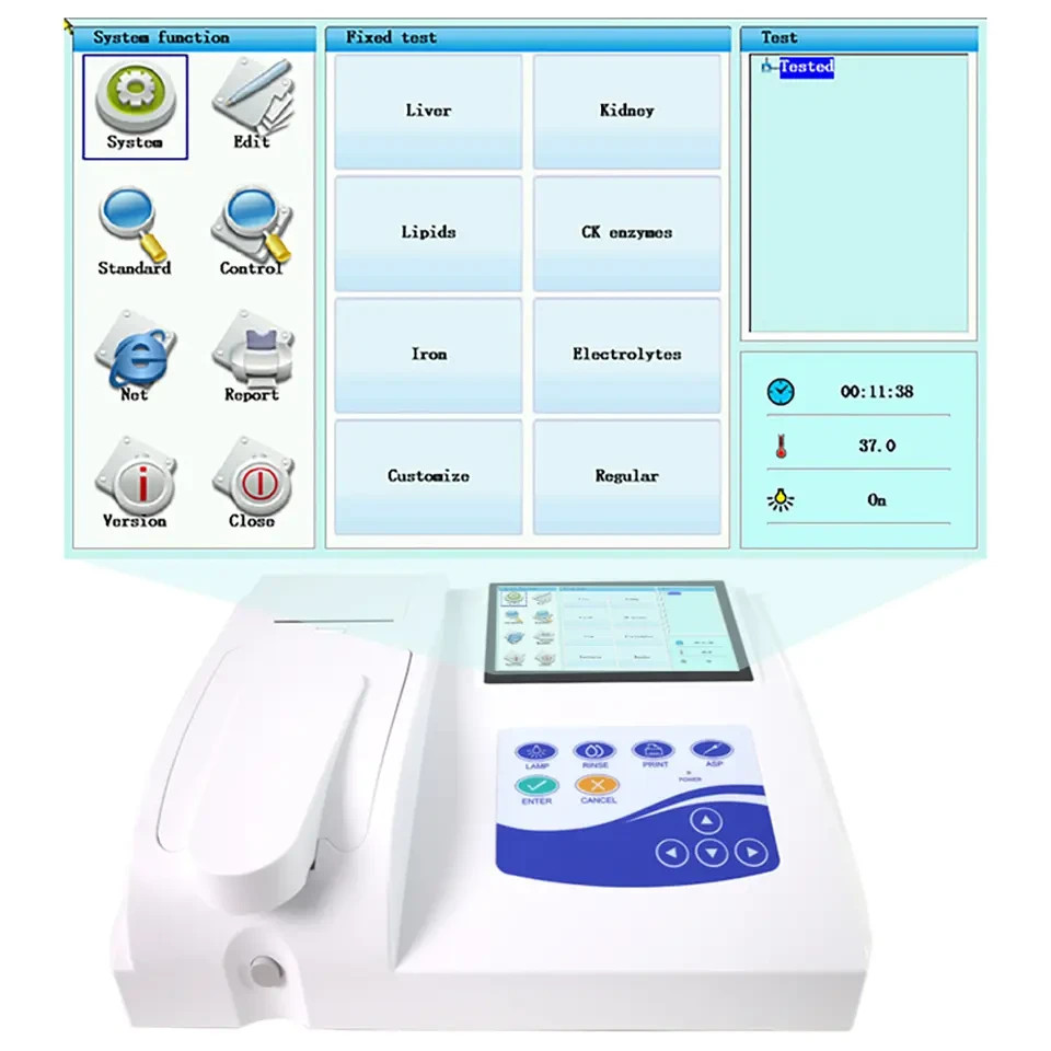 For Touch Screen Biochemistry Analyzer Semi-auto Blood Fluid Testing Printer
