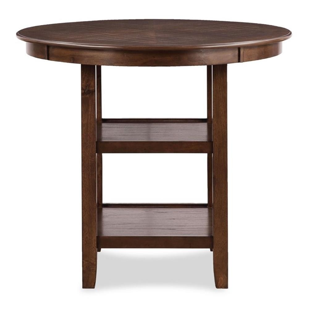 Pemberly Row Contemporary 5-Piece Solid Wood Counter Set in Brown