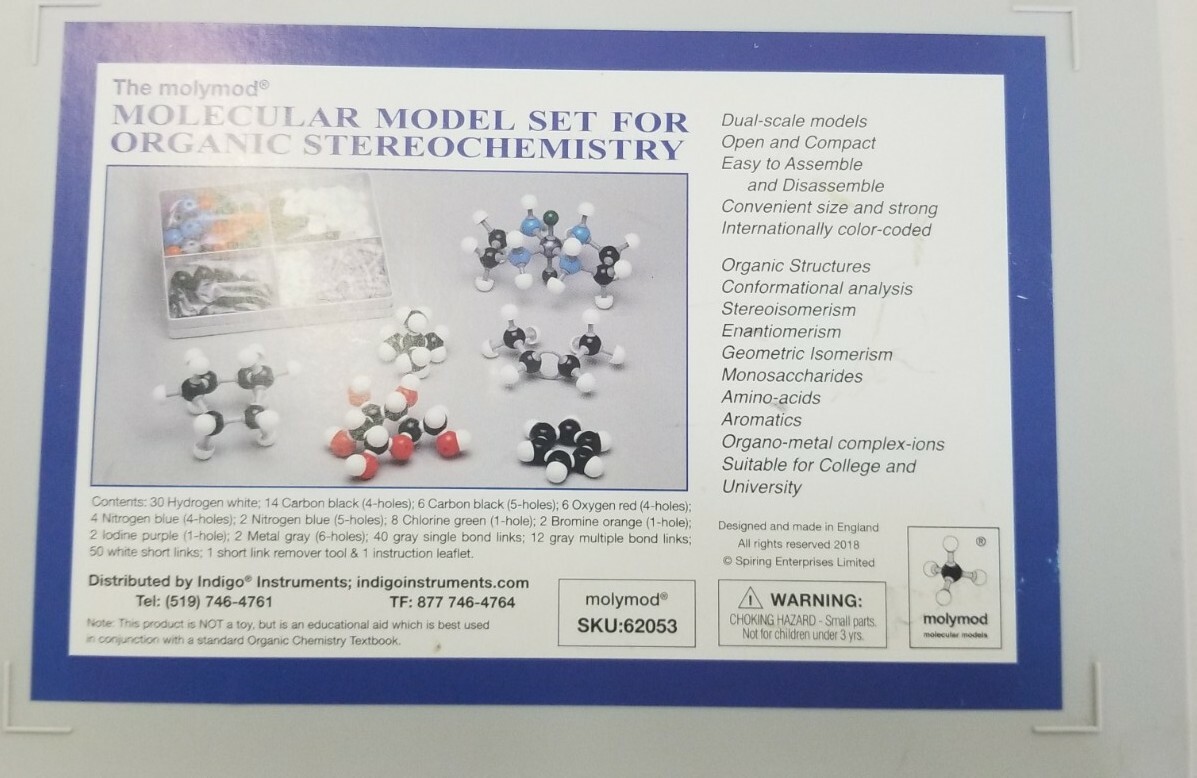 Molymod Molecular Model Set for Organic Stereochemistry Educational Aid