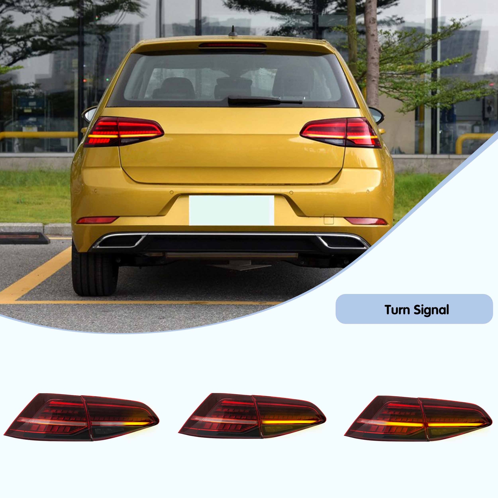 4pcs FULL LED Projector Headlights+Red Tail Light For VW Golf 7 MK7& GTI 2015-17