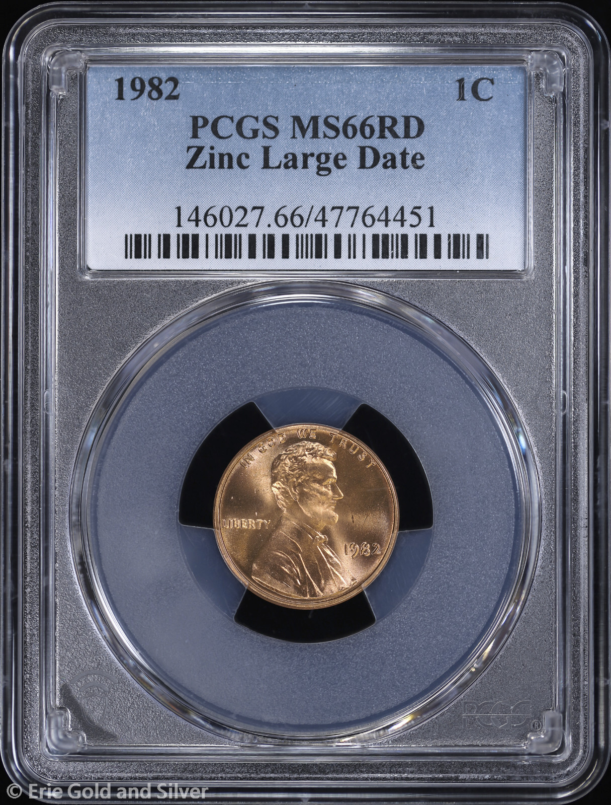 1982 1c Lincoln Memorial Cent PCGS MS 66 RD | Zinc Large Date