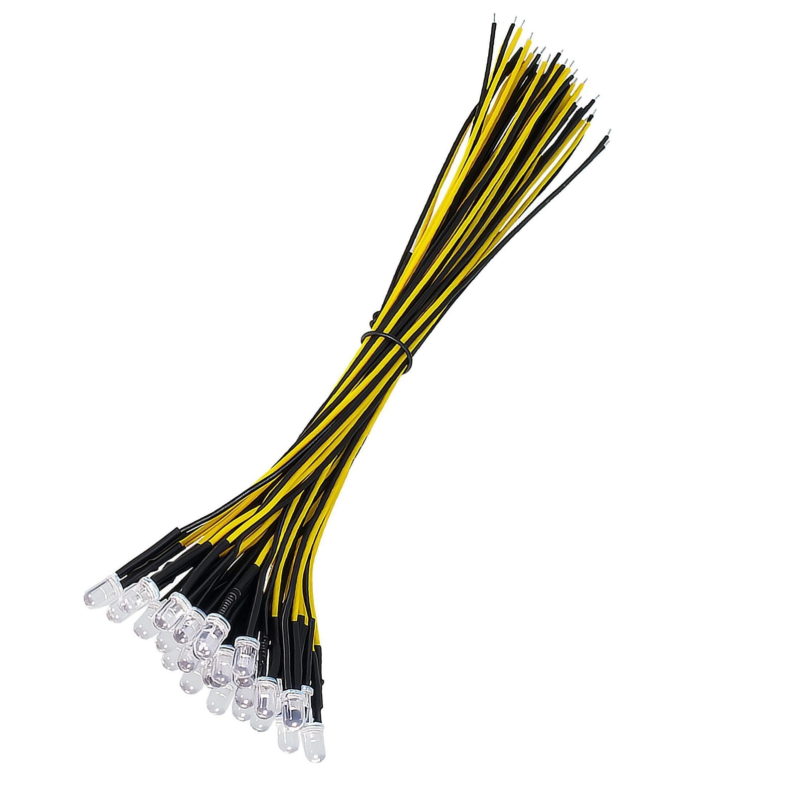 VIBICCK 20pcs DC12 Volt 5mm Yellow LED Diameter: 5mm, White-yellow (20pcs)