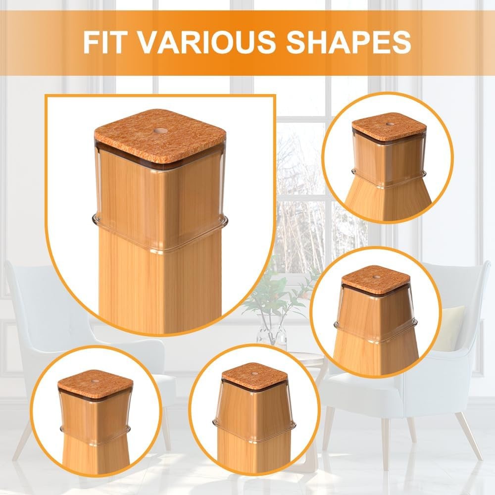 24 Pcs Chair Leg Floor Protectors for Hardwood Floors Square Silicone Covers to