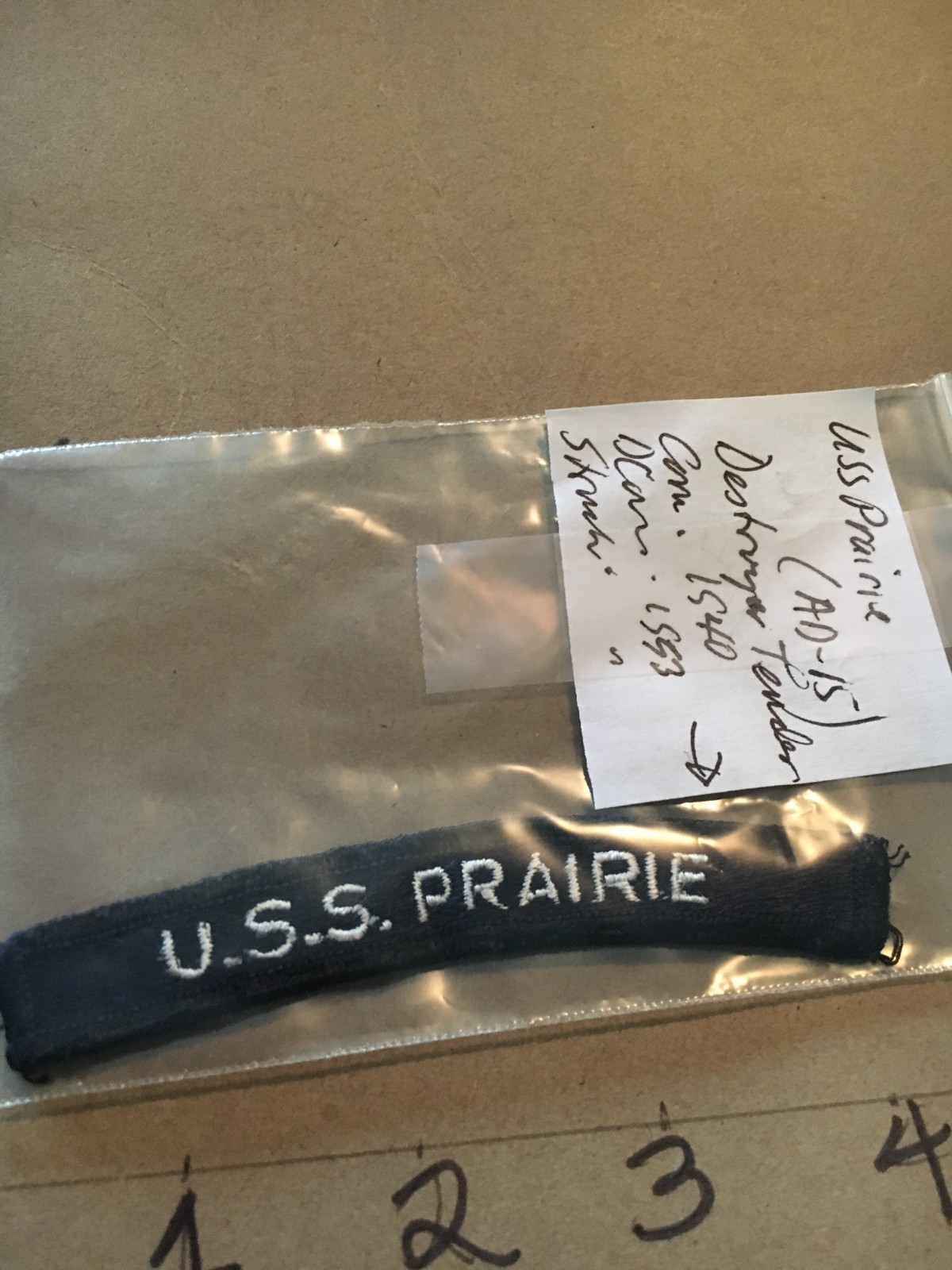 US NAVY SHOULDER STRIP TAB *** rocker *** Patch USS Prairie