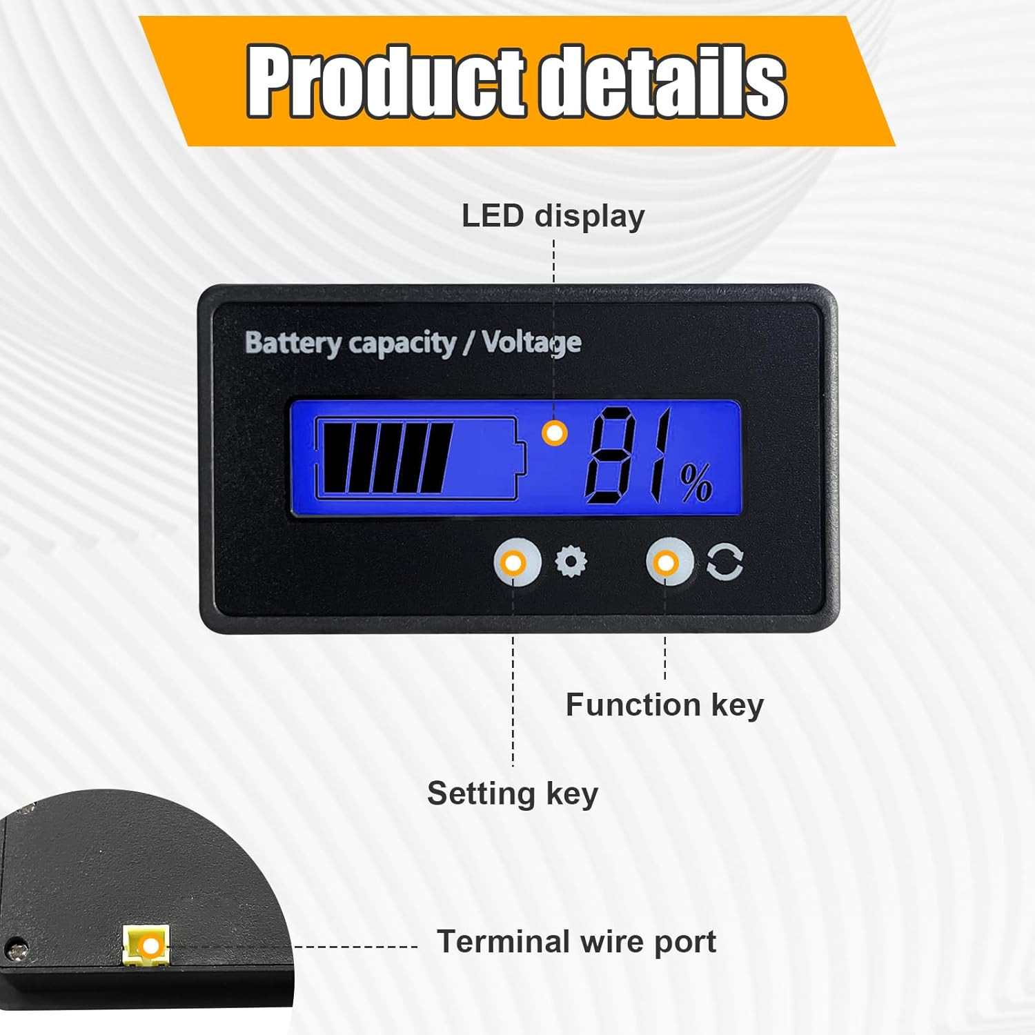 Golf Cart Battery Meter 12V-84V with LCD Display & Waterproof Design