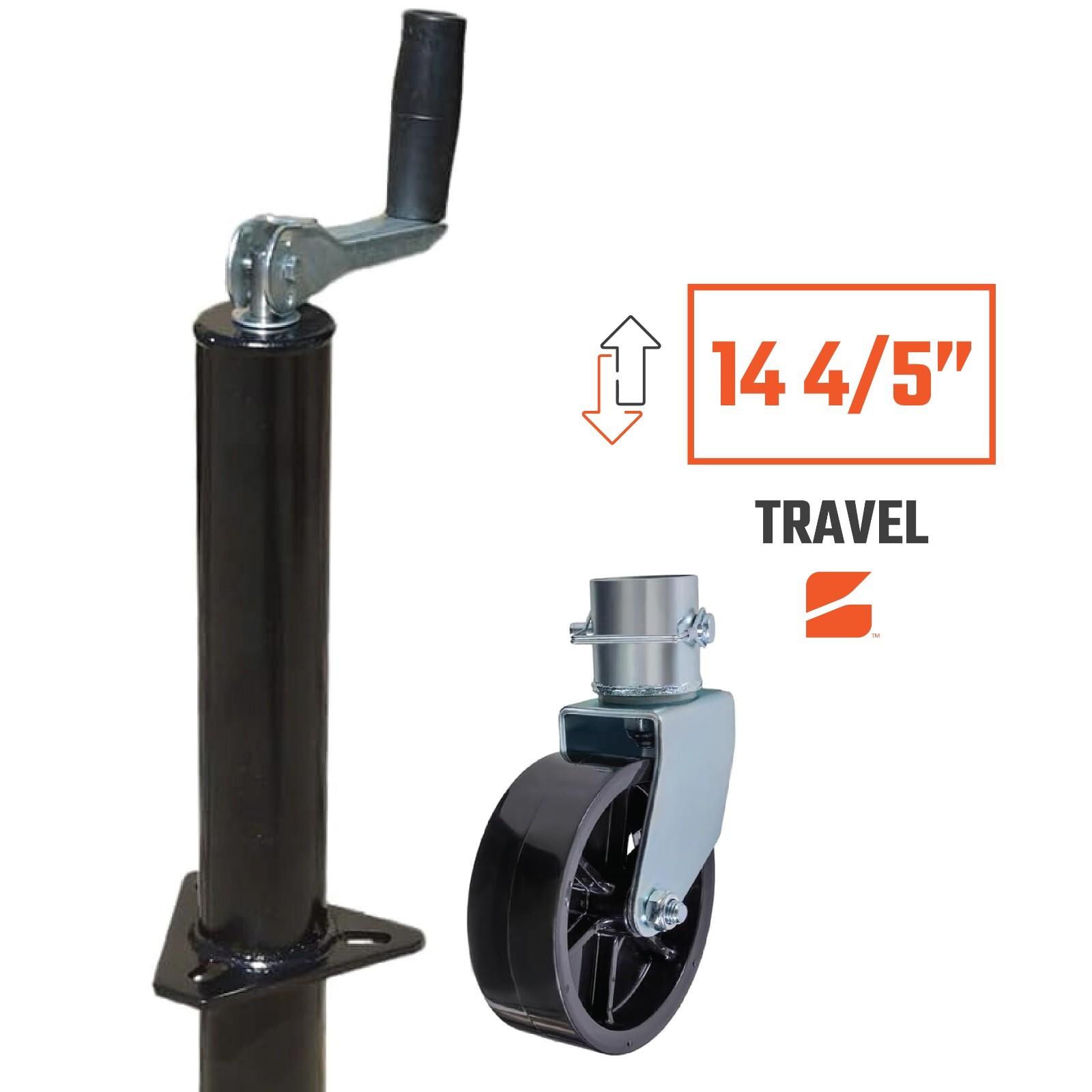 Bastion A Frame Top-Wind Trailer Jack w/ a Single Caster Wheel | 1200lb Capacity