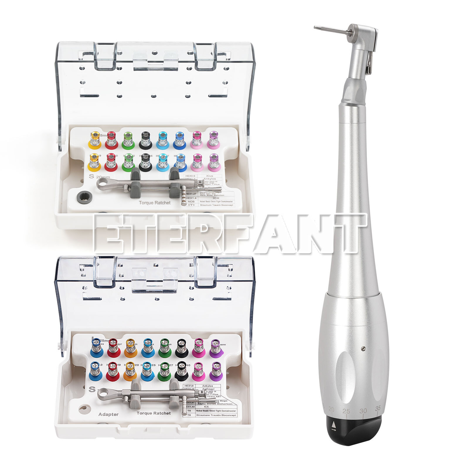 Dental Torque Wrench Universal Implant Kit Contra Angle&16 Drivers/Implant Kit