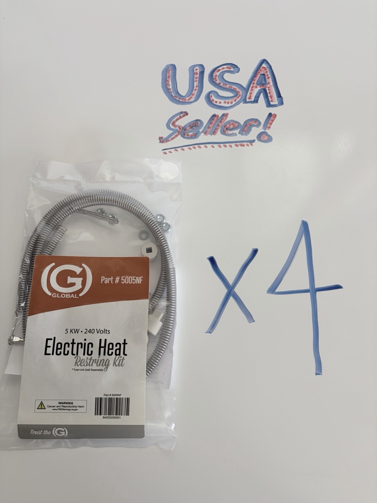 Qty 4 Global Non-Fused Electric Heat Restring Kit 5KW • 240 Volts •Free Shipping