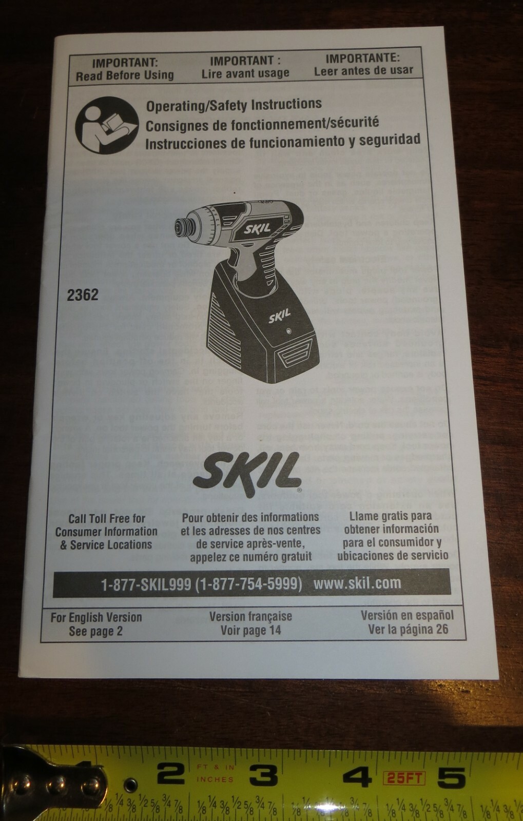 Genuine SKIL User's Manual for Cordless Drill/Driver Model 2362 Mint Condition
