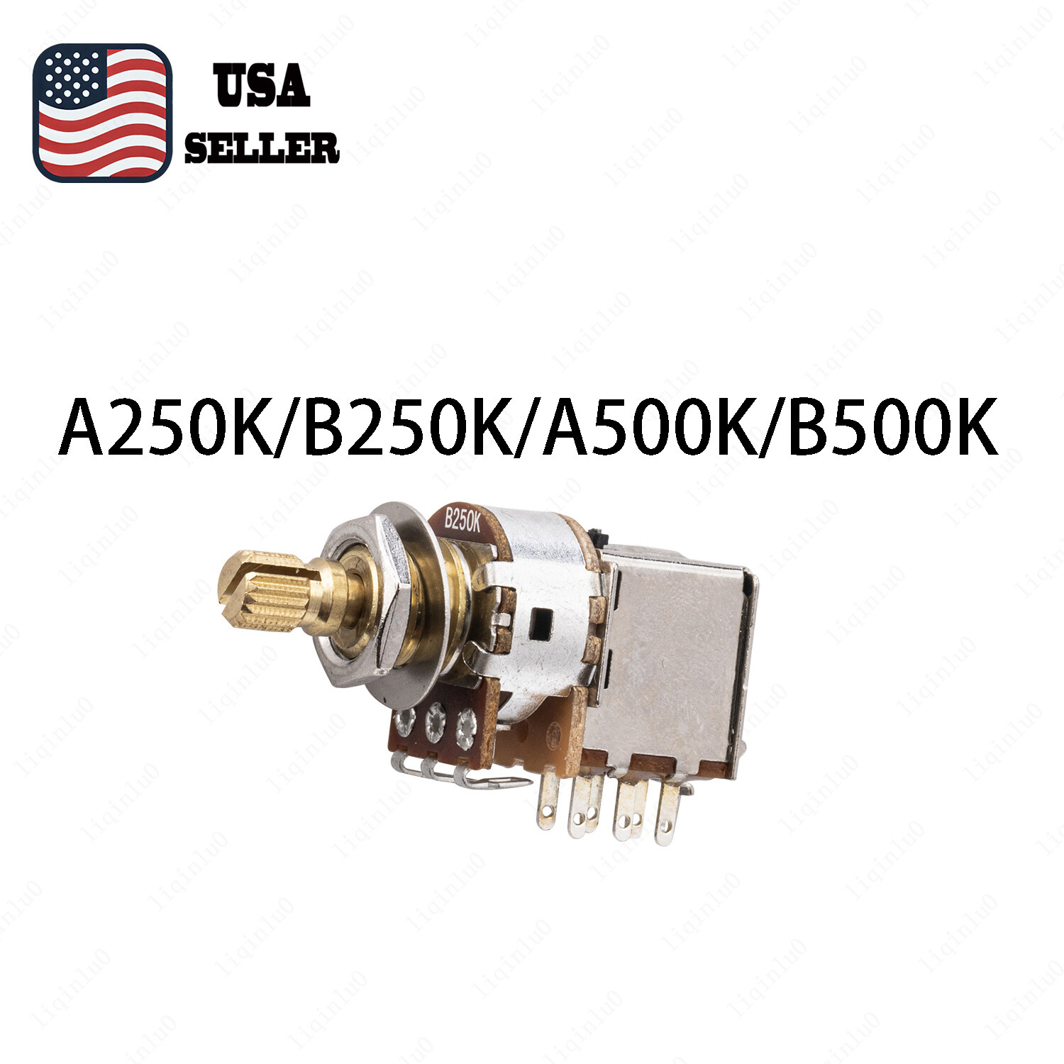 1 Piece Full Brass Short Shaft Push Push Pot For Guitar A250K/B250KA500K/B500K