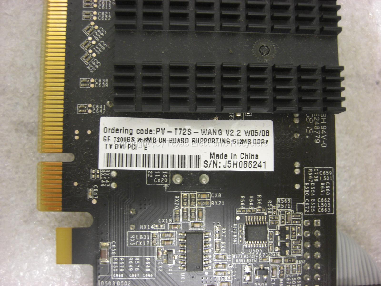 XFX pv-t72s-wang v2.2 w05/08 GF 7200GS 256MB DDR2 TV DVi PCi-e video card