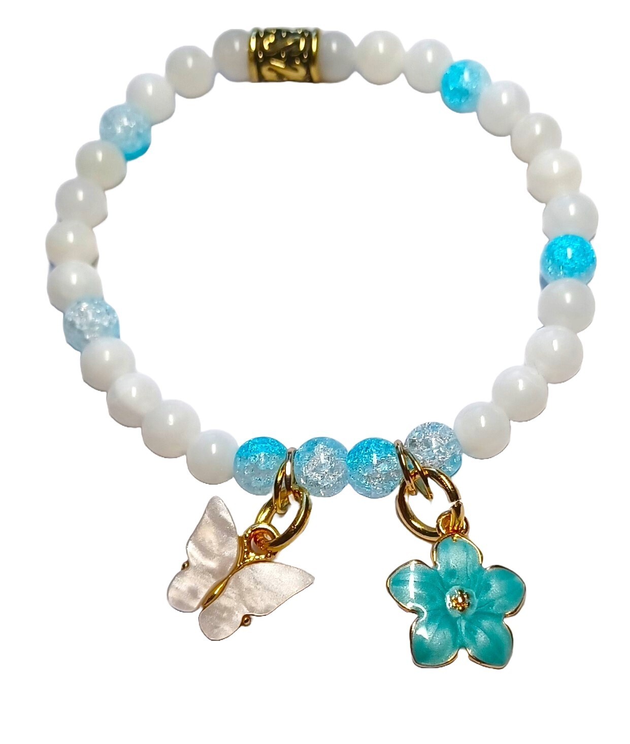 Fashionable Multi-Faceted Beaded Bracelet with Butterfly Charm