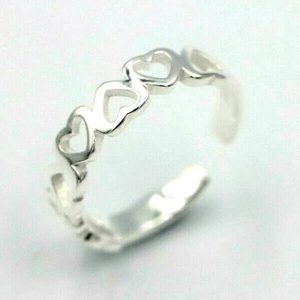 Genuine 925 Sterling Silver Delicate Adjustable Heart Toe Ring