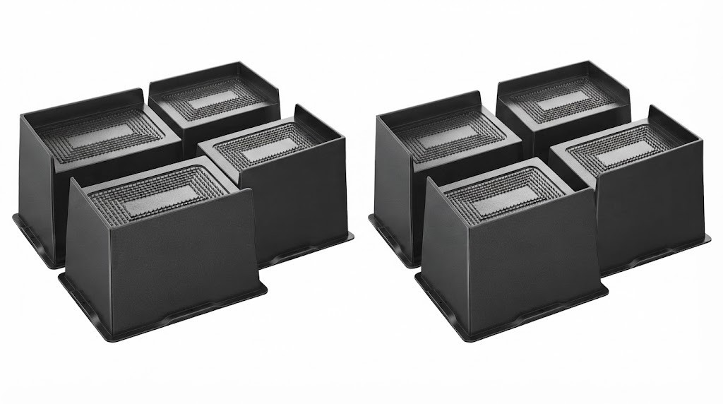 New MYMULIKE Bed Risers 6 inch (Pack of 8) Black
