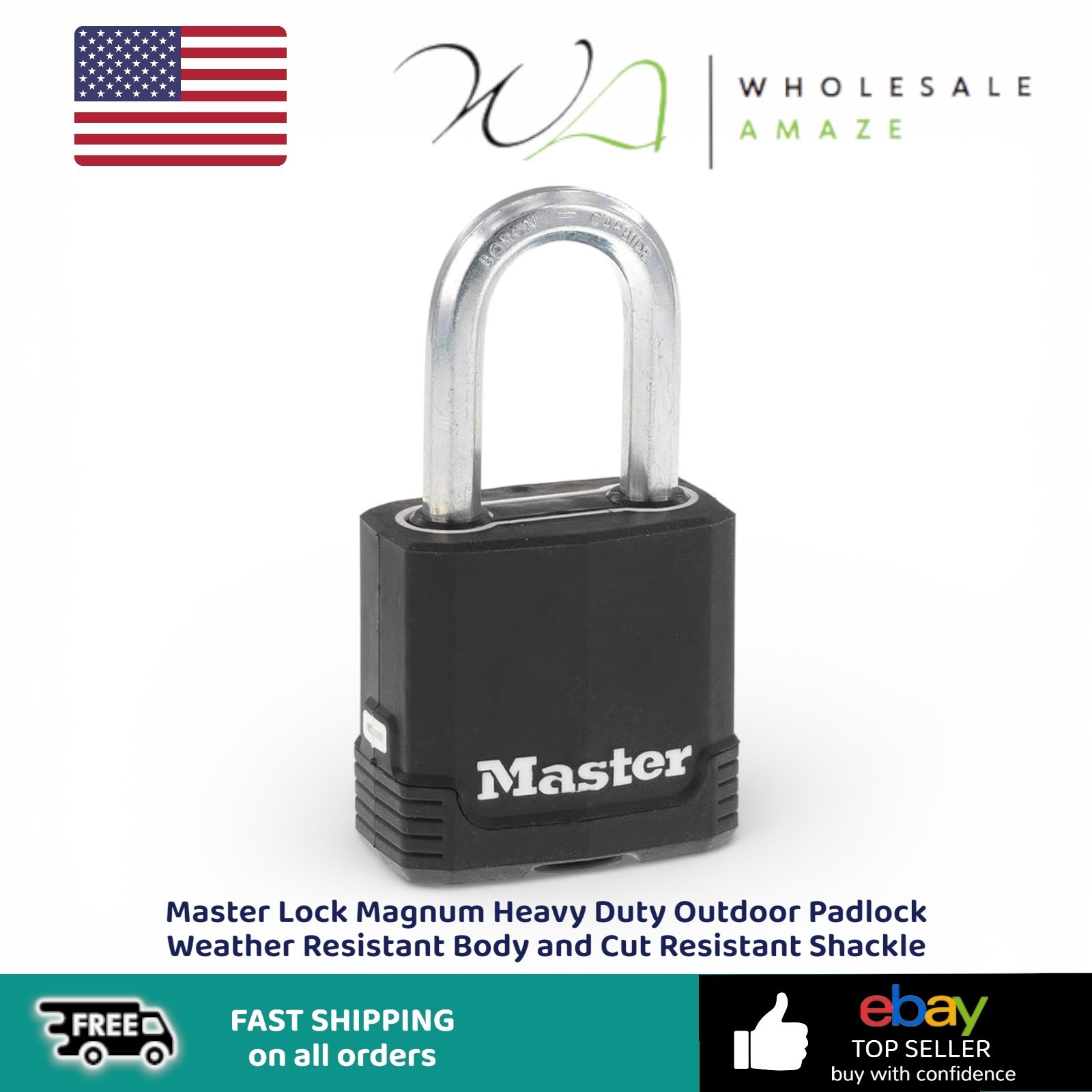 Master Lock Magnum Heavy Duty Outdoor Padlock Weather Resistant Body and Cut Res