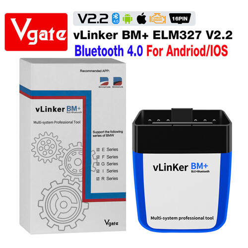 Vgate vLinker BM+ ELM327 V2.2 For BMW Scanner Bluetooth-Compatible 4.0 OBD Code