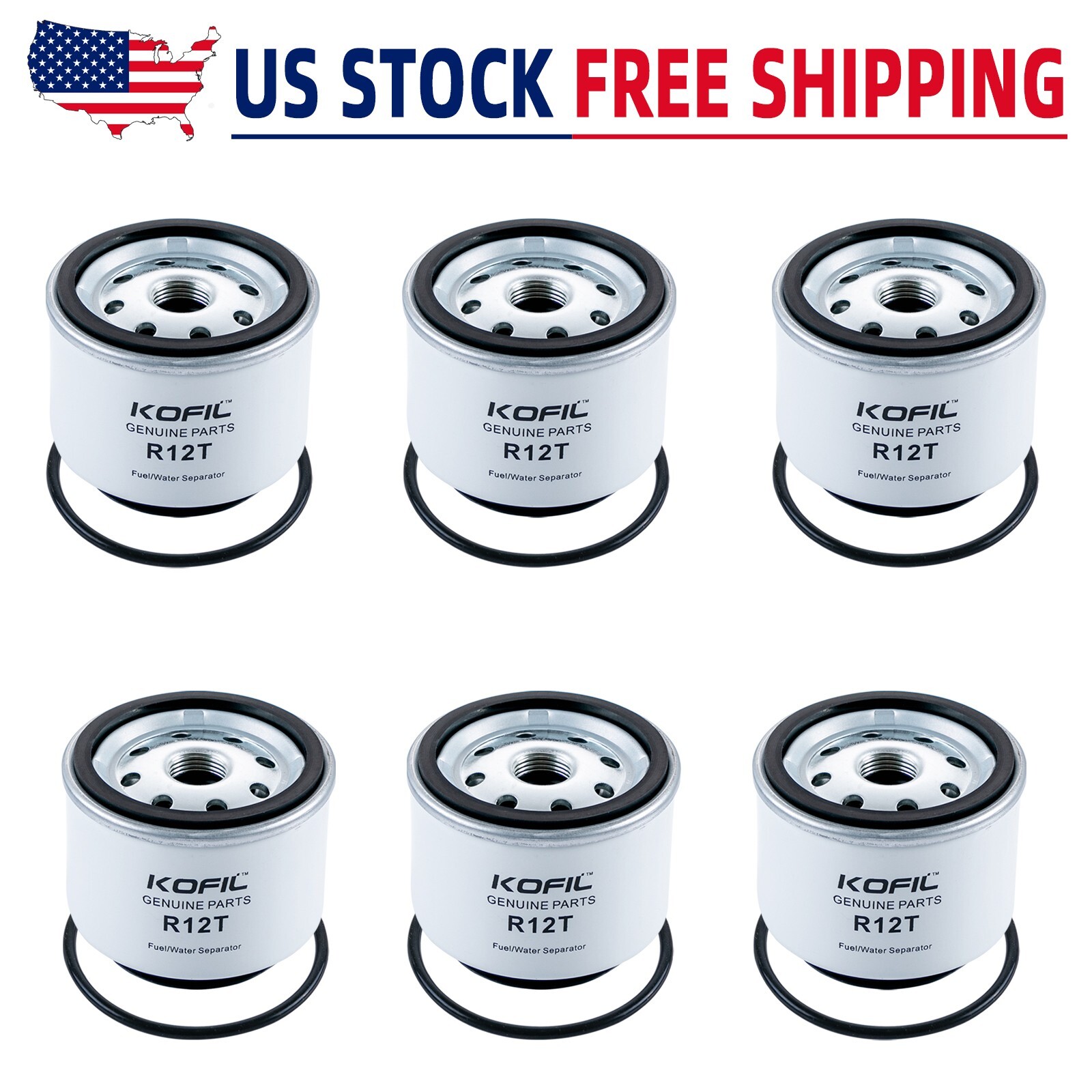 (6X) R12T Fuel Filter for Marine Engine Replacement New USA