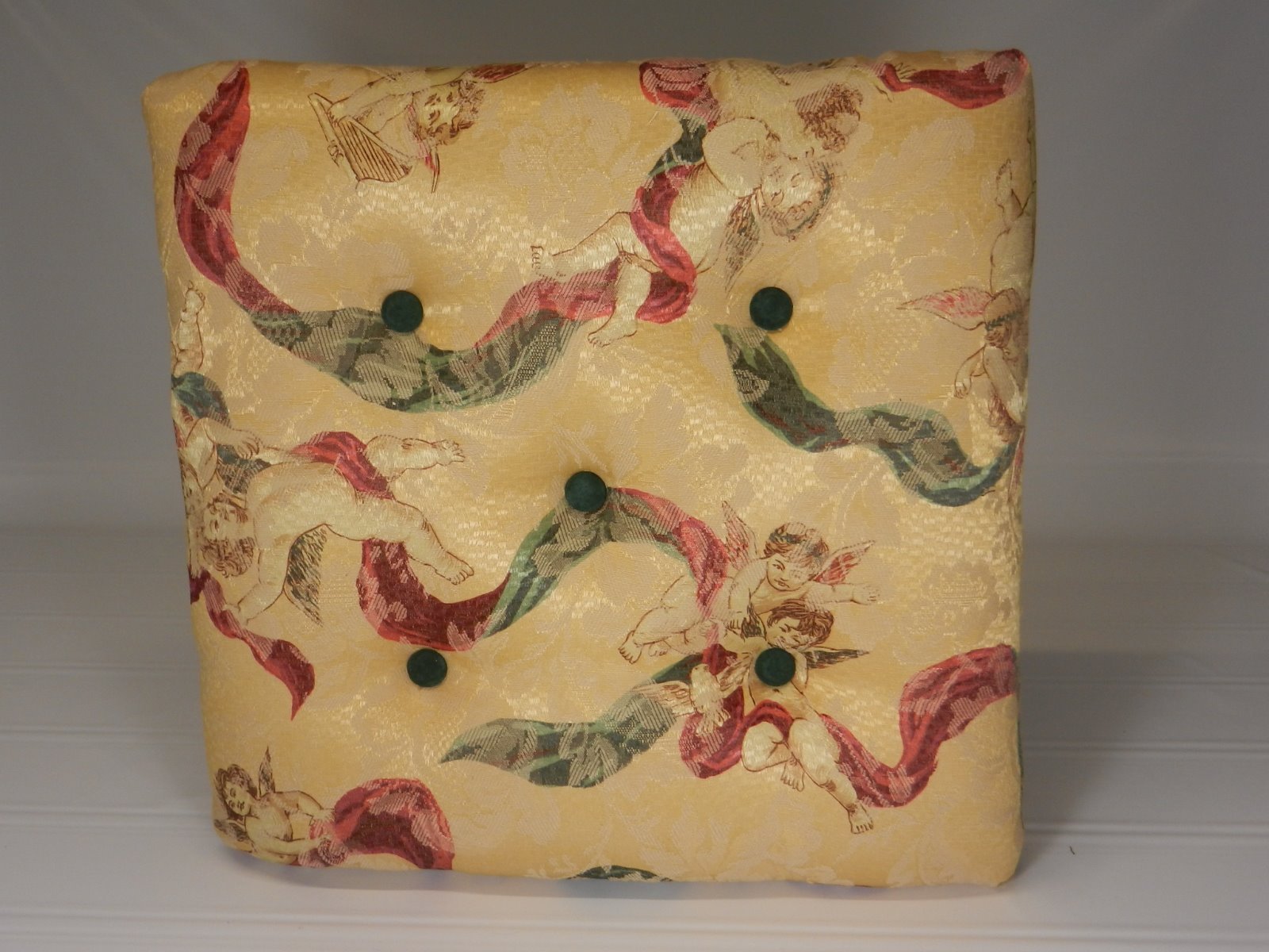 Angel-Motif Tufted Large Footstool with Queen Anne loegs