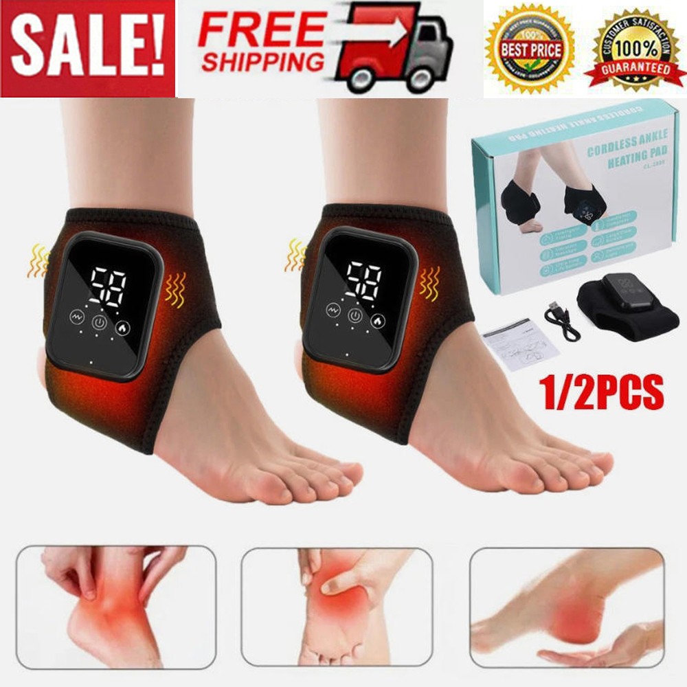 2X Electric Foot Ankle Massager Heating Vibration & Air Compression Pain Relief