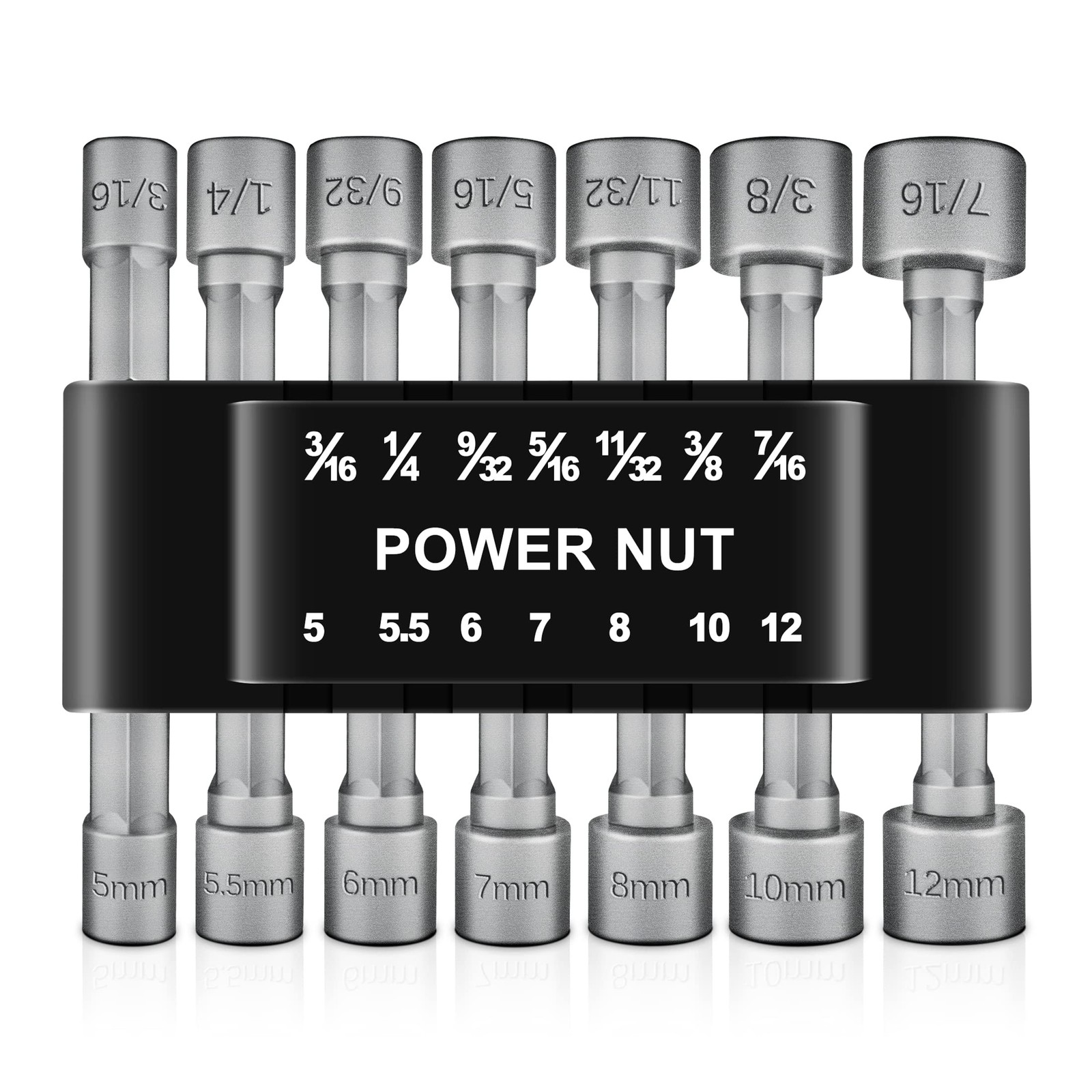 14 Piece Power Nuts Driver Drill Bit Tools Set, 1/4 inch Driver Hex Metric & ...