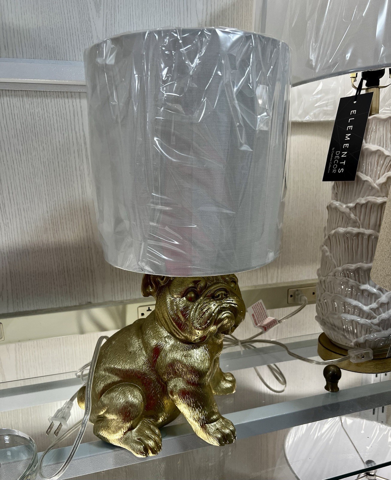 English Bulldog Puppy Size Table lamp In Metallic Brushed Gold (LAST ONE)