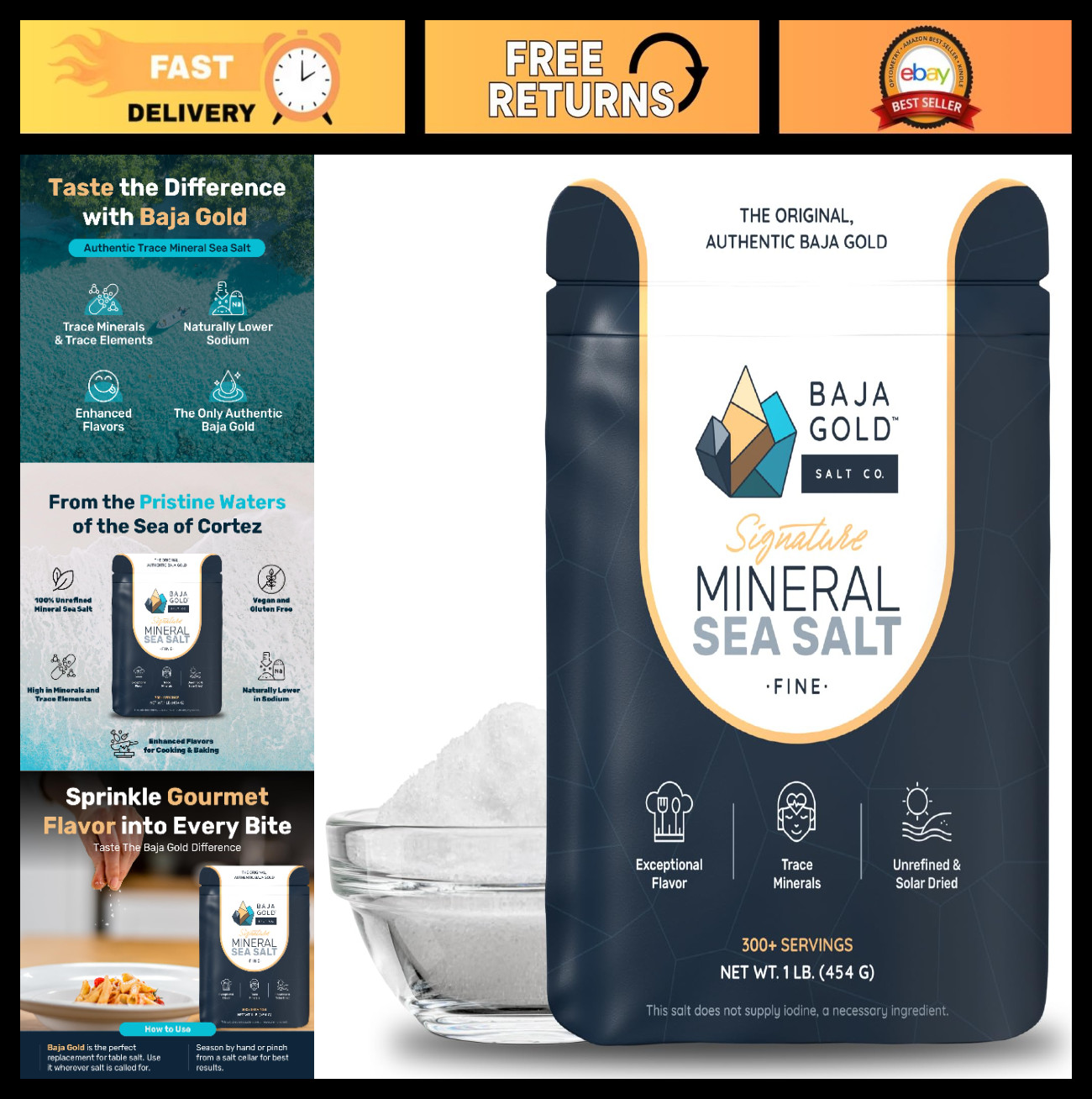 Fine Grind Mineral Sea Salt - Natural Culinary Salt for Cooking & Baking | 1 lb