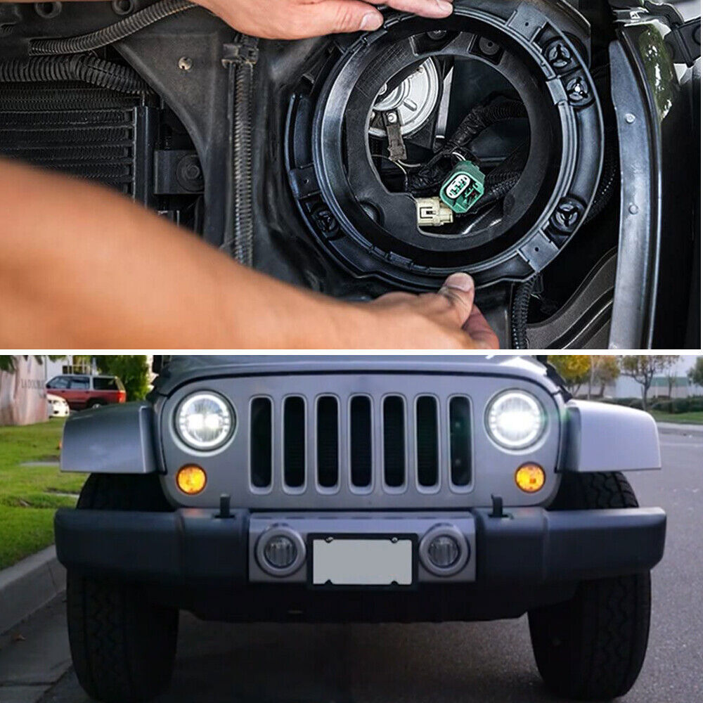 7" Headlight Mount Bracket Ring Replacement Set For 2007-2018 Jeep Wrangler JK