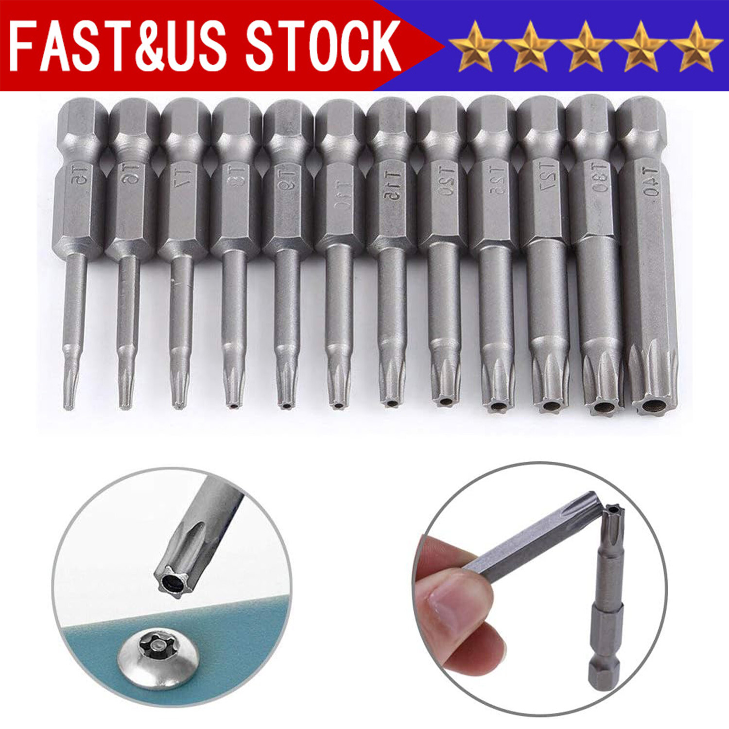 Security Torx Bit Set + Hex Key Allen Bit Set - For Power Drill & Impact Driver