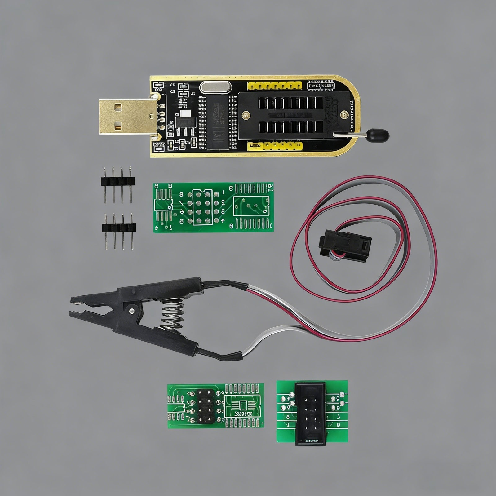 CH341A SOIC8 SOP8 Flash Chip EEPROM Programmer IC BIOS Test Clips 24 25 Series