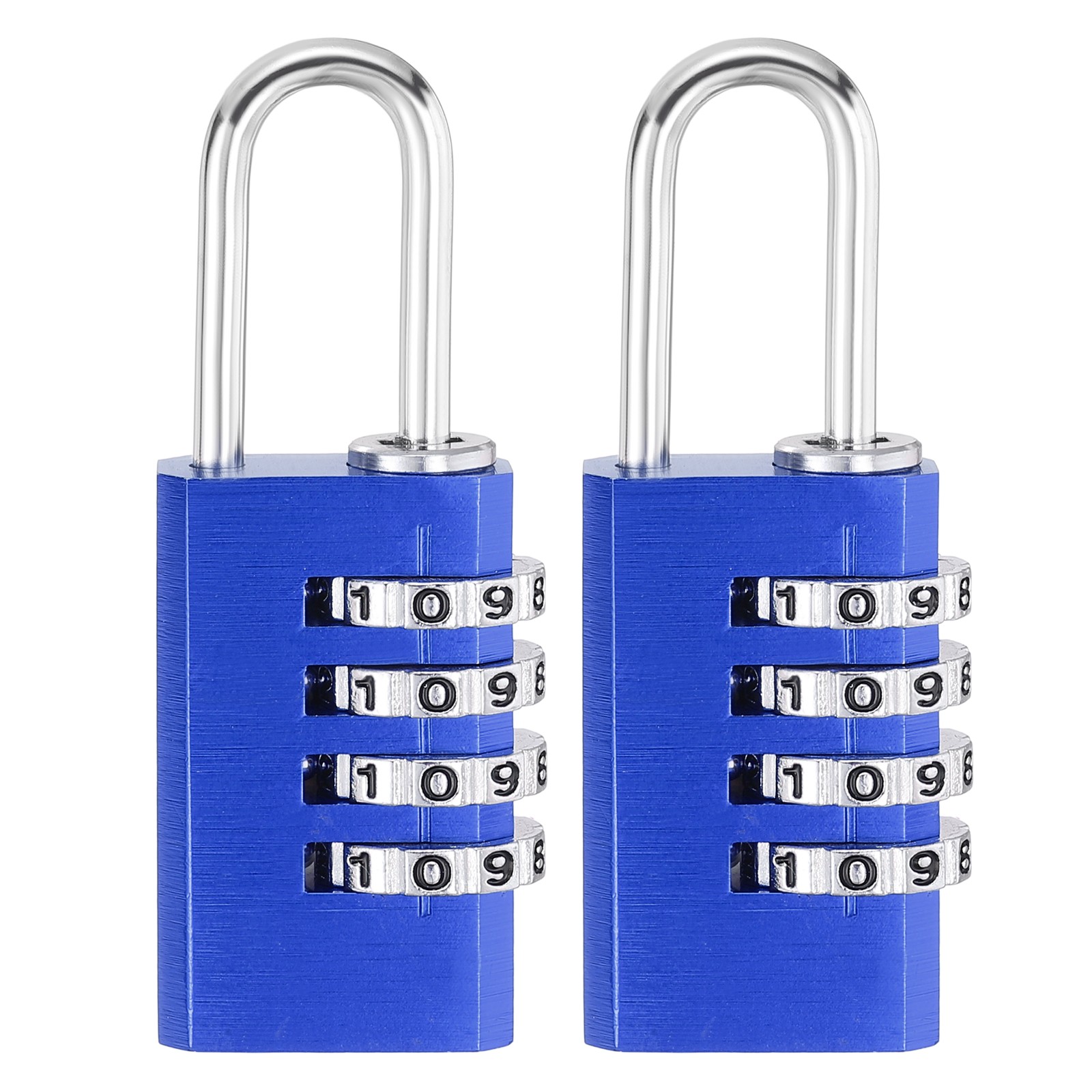 4 Digit Combination Lock,(H:2.4", Blue, 2pcs), Aluminum Anti-Rust Outdoor Lock
